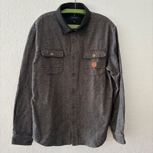 Roark Brushed Cotton Flannel Long Sleeve Shirt Gray Stripes Men’s XL
